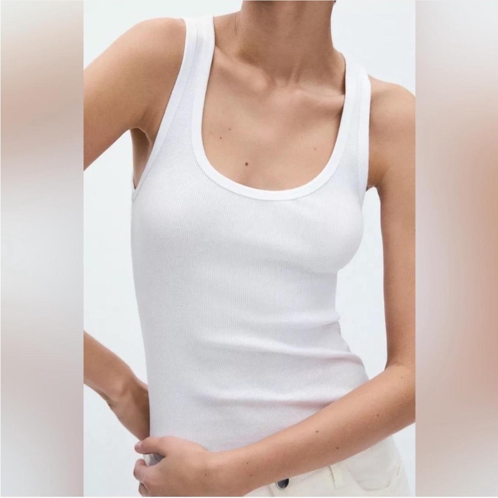 Zara White Ribbed Tank Top